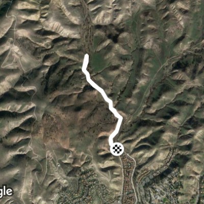 Las Virgenes trailhead to the 3rd creek crossing walking route map in Hidden Hills