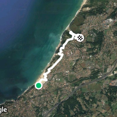 Corniche of the Cliff walking route map in Bidart