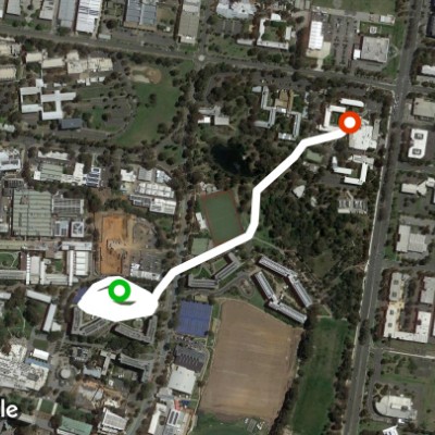 Monash University, Clayton Campus walking route map in Clayton