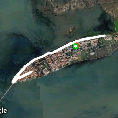 Along the west side orbetello lagoon walking route map in Orbetello Scalo