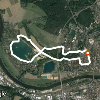 Round around lake Birkwitz walking route map in Pirna