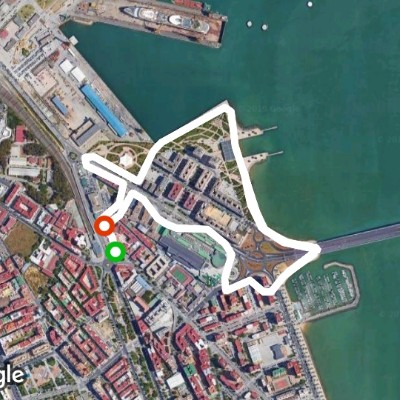 Shipyard pool walking route map in Cádiz