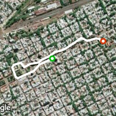 Spain Square walking route map in Junín