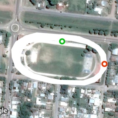 Municipal stadium walking route map in Veinticinco de Mayo