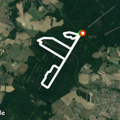 National Forest of Bouconne and fitness trail walking route map in Pibrac