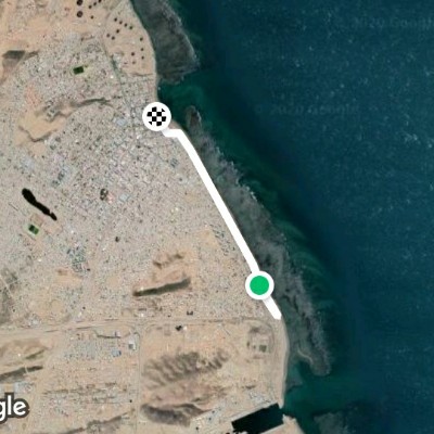 Waterfront walking route map in Caleta Olivia