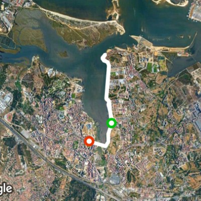 Marginal walking route map in Paio Pires