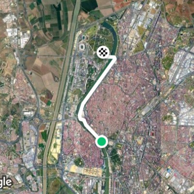 Guadalquivir river walking route map in Sevilla