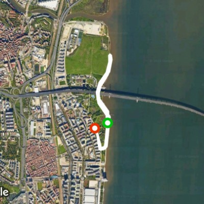 Tagus and Trancão Urban Park walking route map in Lisbon