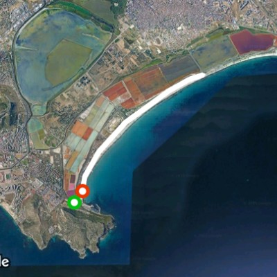 Poetto walking route map in Cagliari