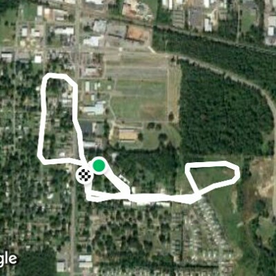 East 8th Street walking route map in Russellville