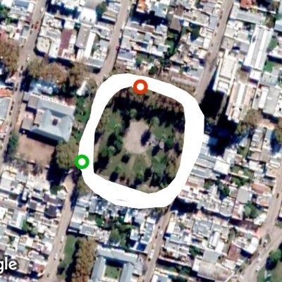 Sarmiento Square walking route map in Río Cuarto