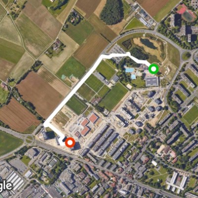 Meyrin orchard lake walking route map in Meyrin