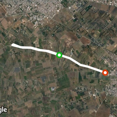 Provincial road 4 branch Salice-Novoli walking route map in Novoli