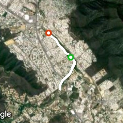 Rio La Silla Natural Park walking route map in Juárez