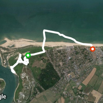 The dunes walking route map in Merville-Franceville-Plage