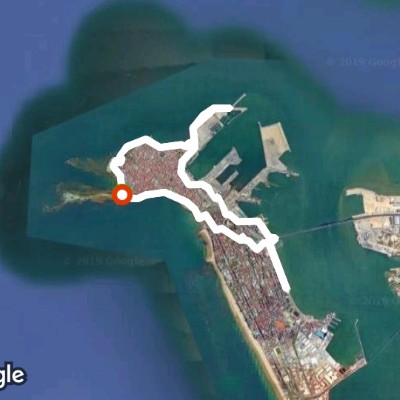 Record (km / mixed) walking route map in Cádiz