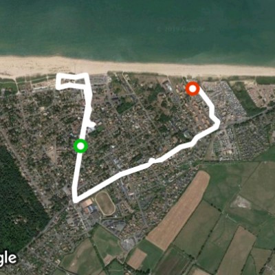 Daily point walking route map in Merville-Franceville-Plage