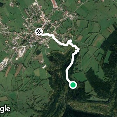 Small path to the waterfall walking route map in Pierrefontaine-les-Varans