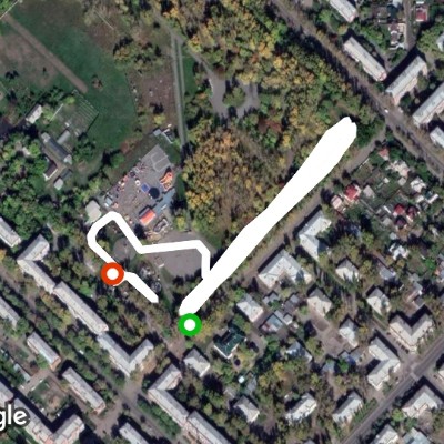 Komsomolsky park walking route map in Irkutsk