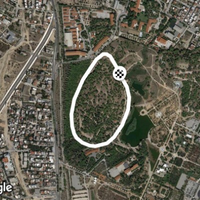 Antonis Tritsis Park - Hill 1.1k walking route map in Kamatero
