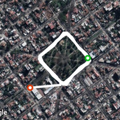 Devout square walking route map in Villa Ortuzar