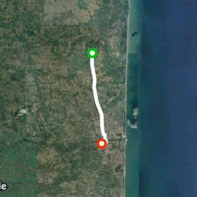 Thennan thoopu to karaikal walking route map in Karaikal