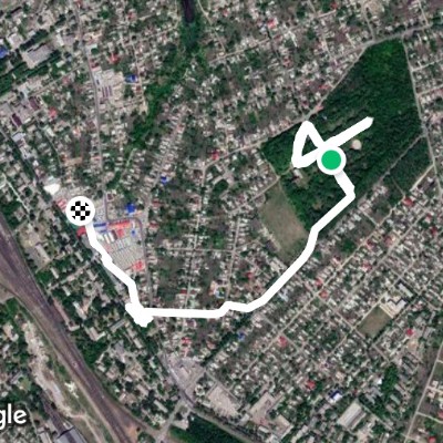 Summer park walking route map in Volnovakha