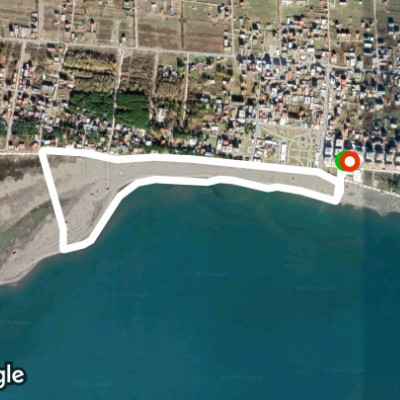 The beach of Velipoja walking route map in Velipojë