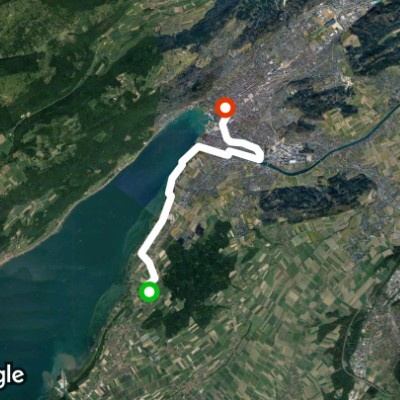 Shores, lake, aare walking route map in Hermrigen