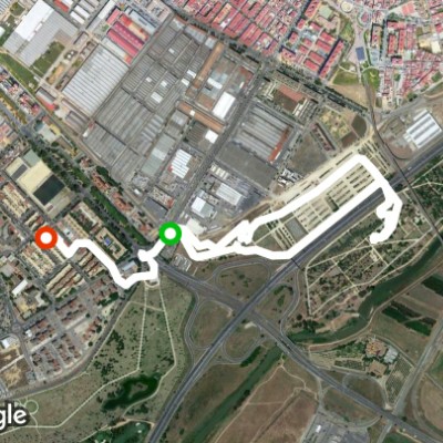 Rivera and Guadaira walking route map in Sevilla