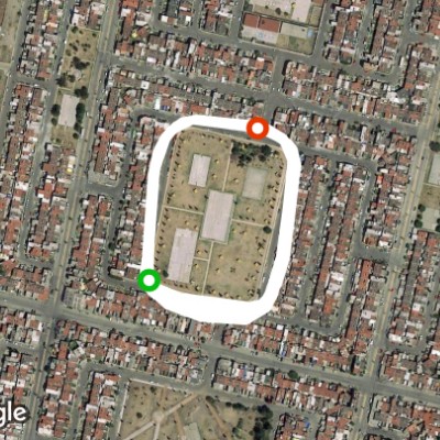 Petunias Park walking route map in San Pablo de las Salinas