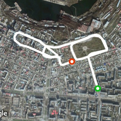 Unloaded from motion walking route map in Mykolaiv