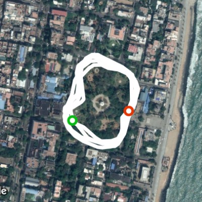 NEHRU PARK walking route map in Puducherry