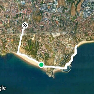 Carcavelos Beach walking route map in Oeiras