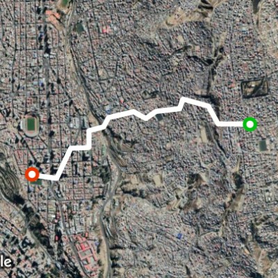 The pampahasi route - triangular square walking route map in La Paz