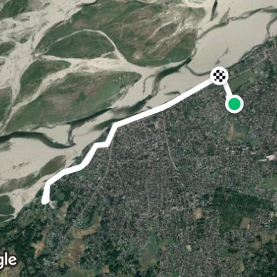 River bank from polo field dbrg walking route map in Dibrugarh