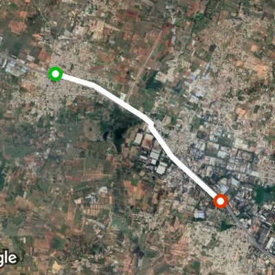 Approx 3 km inside Tamil Nadu from Karnataka walking route map in Attibele