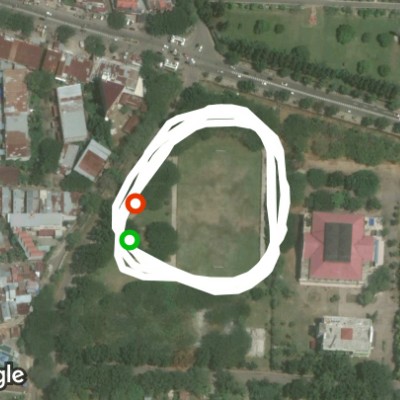 Unsyiah campus soccer field walking route map in Banda Aceh