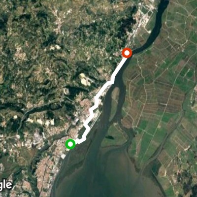 Walk from Povoa to Vila Franca de Xira walking route map in Forte da Casa
