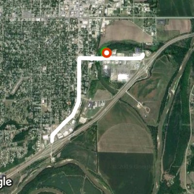 Some sidewalk some grass walking route map in Junction City