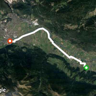 Running track, rather monotonous walking route map in Pettnau