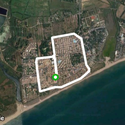 Portiragnes beach walking route map in Vias