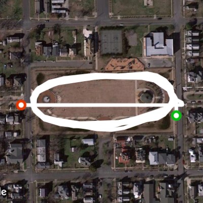 Cape Charles Central Park walking route map in Cape Charles