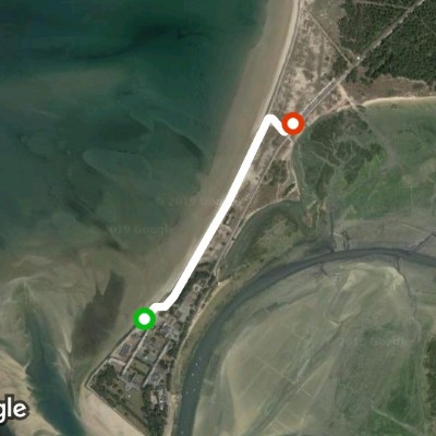 Pen Source naturist beach walking route map in Guérande