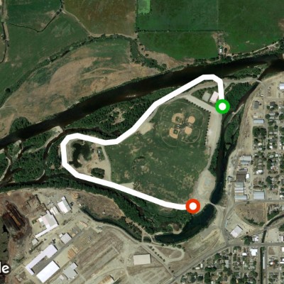 Island Mile Run walking route map in Emmett