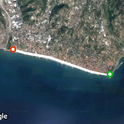 Seafront of the 3 municipalities walking route map in Bordighera