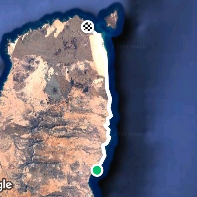 Puerto del Rosario to Corralejo walking route map in Puerto del Rosario