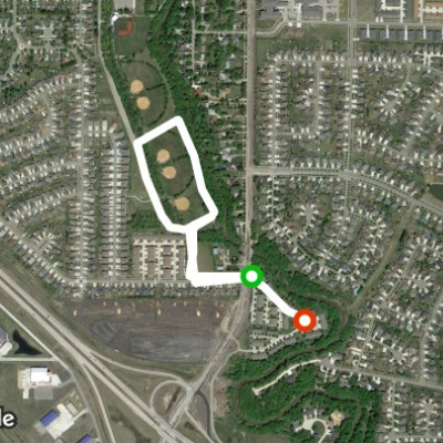 South Elmwood Park walking route map in Fargo
