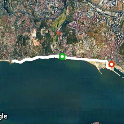 Caxias / Cruz Quebrada promenade bike path walking route map in Algés